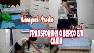 ARRUMEI O CANTINHO DO BEBÊ / TRANSFORMEI O BERÇO EM MINI CAMA / FAXINA NO QUARTO!