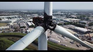 4K raw footage Croda's fire damaged wind turbine.  #firedamage #croda