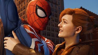 [4K PS5] Spider-Man Remastered: Mary Jane Jumps Off Building and Spidey Saves Her Just in Time