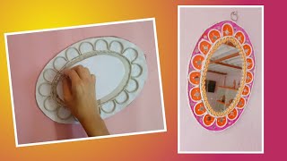 DIY Mirror Makeover Idea || Lippan art work ||#lippanart,#mirrormakeoveridea