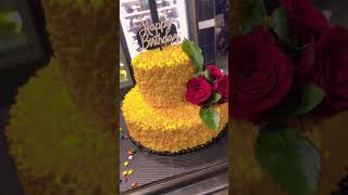 Golden cake design #goldencake #decoration #ytshorts #cake #status #making #shotrs #trendingcake ￼￼