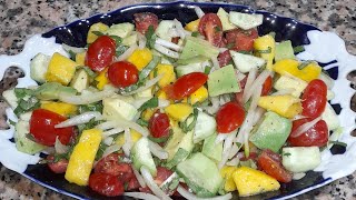 سلطة أفوكة و منج مع السبانخ غنية بالفوائد Mango Avocado salad/10 minute