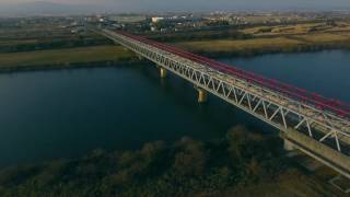 Japan's Shinkansen "bullet train" over a bridge  2017 (drone footage - mavic pro& phantom 4)