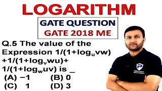 GATE-ME 2018  LOG QUES| the value of the Expression 1/(1+loguvw) +| Logarithms I GATE APTITUDE