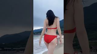 Red sexi bikini 👙and so hot 🔥🥵 on the beach ⛱️#shortsfeed #ytshorts #youtube #trending #viralvideo🙈👙