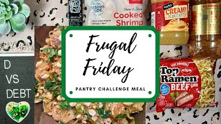 Frugal Friday: pantry challenge meal with Dollar Tree shrimp, ramen, & peanut butter, + happy mail💌