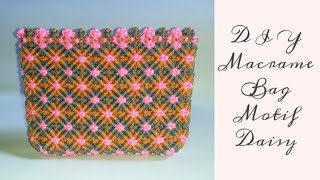 DIY Macrame Bag || Tutorial Tas Tali Kur Motif Bunga Daisy