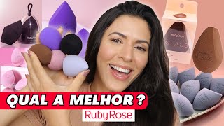 ESPONJA DE MAQUIAGEM RUBY ROSE - Qual a melhor? Diferenças? Como usar e + | Make com Lari