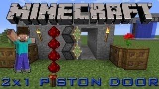 How To Build A 1x2 Piston Door In Minecraft(Secret Entrance)