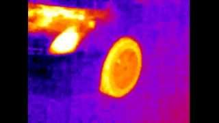 Car with open hood  in infrared (thermal)/ Mašīna ar atvērtu pārsegu infrasrkanaja spektra