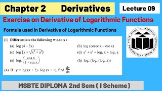 Derivatives Lec 09 || Applied Mathematics  ||2nd Semester || Diploma MSBTE ||