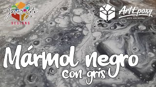 Mármol Negro con entramado Gris - ArtEpoxy