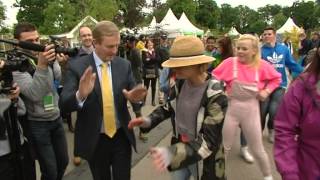 Taoiseach Enda Kenny dancing to Happy at Bloom