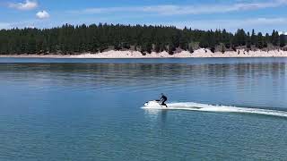 Chases third time ever riding a stand up. 2024 Yamaha SuperJet TR-1 🤘🏼😎.  4k drone footage.