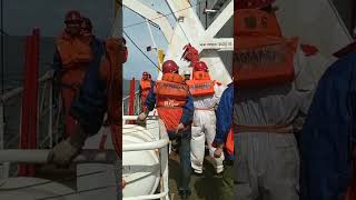 the launching of lifeboat at sea (লাইফবোট)#sea #bluesea #ship #lifeboat#sailor #seaman