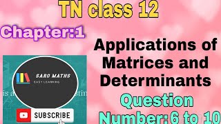 12th|Chapter:1|Applications of Matrices and Determinants Ex1.1 | Question no. 6 to 10