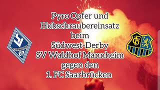 Hubschraubereinsatz beim Südwest-Derby SV Waldhof Mannheim vs. 1. FC Saarbrücken #3liga #pyro