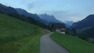 12 SR. " Camino de Santiago, Stage 3 Schwyz - Stans. Approaching Hostetten on the Aawasser Valley ".