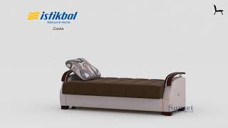 Costa Fabric/PU Storage Sleeper Sofabed, Best Brown by Istikbal