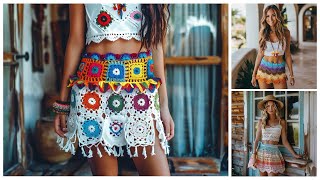 Beautiful crochet mini skirt (share ideas) #crochet #knitted #skirt #design