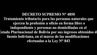 DECRETO SUPREMO N° 4850 - Adecuar el tratamiento tributario para las personas naturales que ...