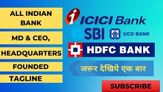 All Indian Bank MD, CEO, FOUNDED DATE, HEADQUARTERS and TAGLINE Explain in Hindi,