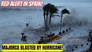 A terrifying winds storm in Mallorca of Balearic Islands, Spain