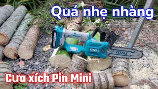 Cưa cây trên cao quá nhẹ nhàng với cưa xích pin Mini Total TGSLI2085 20V_[Review & Sửa Chữa]