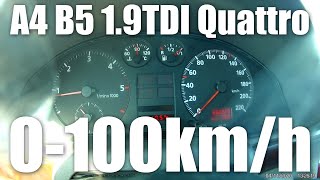 Audi A4 B5 1.9 TDI Quattro įsibėgėjimas iki 100km/h