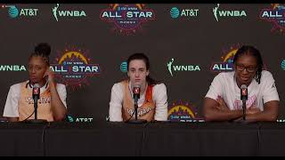 Indiana Fever All-Stars Caitlin Clark, Aliyah Boston, Kelsey Mitchell presser at All-Star weekend