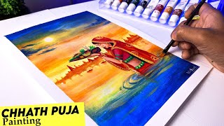 Chhath Puja Painting 🙏, with acrylic colours