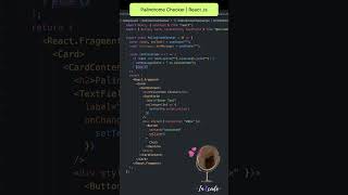 How to check word is Palindrome or not ? | React JS #shorts #short #ytshorts #reactjs #javascript