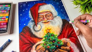 Drawing Santa Clause With Oil Pastel | Coloring Tutorial | Part-2