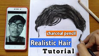 How to draw hair with charcoal pencil for beginners | charcoal pencil | step by step | Tutorial