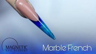 Blue Marble French with PowerGel and Glass Gelpolish