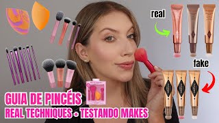 GUIA DE PINCÉIS DE MAQUIAGEM REAL TECHNIQUES + TESTANDO MAKES DA SHEIN 🩷✨