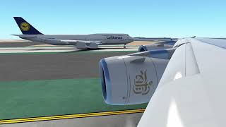 Infinite Flight | Emirates Airbus A380 BUSY Taxi and Takeoff from Los Angeles, CA