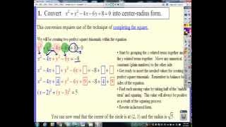 Chapter K - Video #7 (Section 12.5-2 - Completing the Square with Circles)