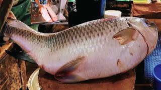 Amazing Fish Cutting Skills | Big Catla Carp Fish Cutting In Bangladesh Fish Market | Cutting Video