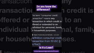 What is a Consumer Credit Transaction?  It’s not a loan. #creditrepair #consumercredittransaction