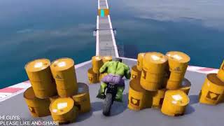 GTA V   Stunts & Ramps With Hulk And  Superheroes Crazy Race New  GTAV Mods