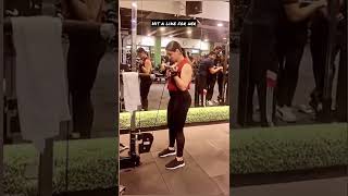 girl hitting gym | Bicep exercise by Indian hot Desi lady | Giving full competition to buy around