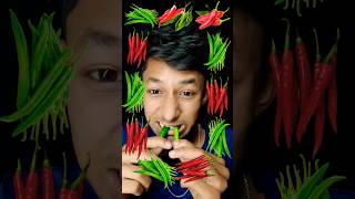 Green Chilli🫑vs🌶️Red Chilli Eating Challenge 🥵 #shorts #challenge