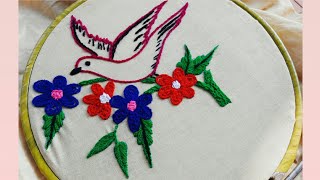 Hand Embroidery Design of a Bird using easy Stitches// Hand Embroidery Design// Hand Embroidery..