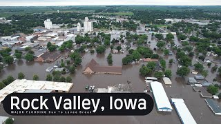 4K Aerial Drone Video MAJOR Flooding Levee Break - Rock Valley, Iowa