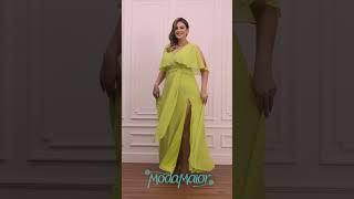 Lindo Vestido de Festa Plus Size Decote Transpassado.