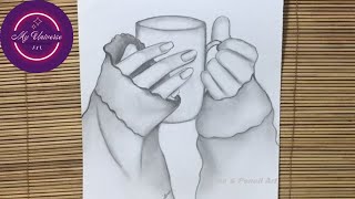 How to Draw a Girl Hand Holding Mug // Easy Pencil Sketch Drawing // Welcome Winter