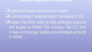 oracle privileged accounts opam admin development Online Training