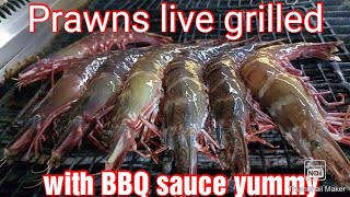 #Prawns live #grilled with #barbeque sauce #yummy 😋