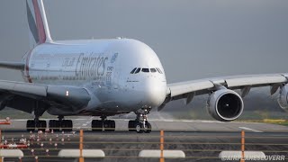 Incredible landing Emirates Airbus A380 at Düsseldorf Airport | ©Airplanesloverr [HD]